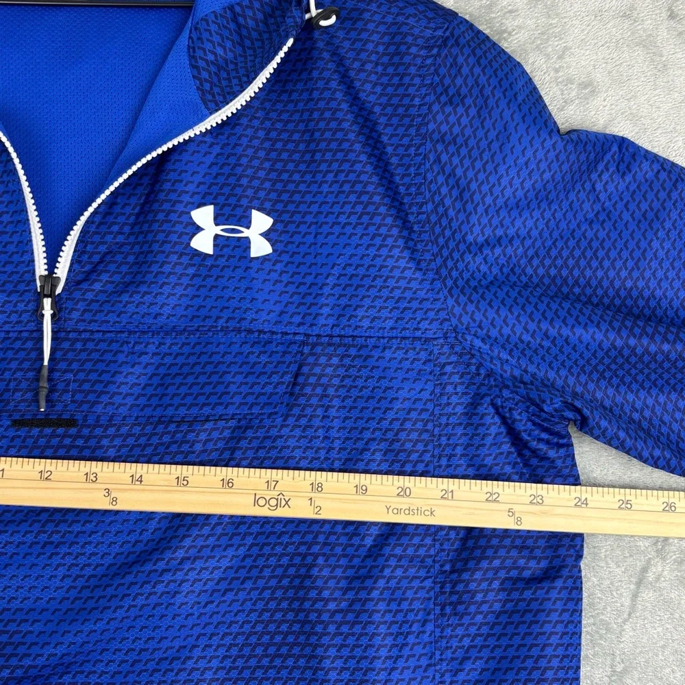 Under Armour Half Zip Pullover Windbreaker Anorak Men Large Blue Black Hoodie
